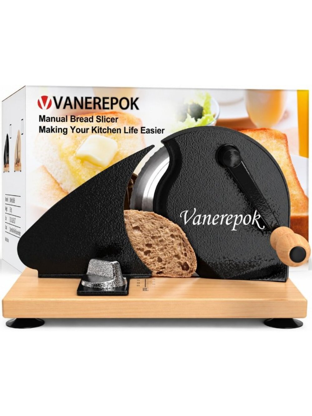 Adjustable Manual Bread Slicer for Perfectly Even Homemade Sourdough & Loaves